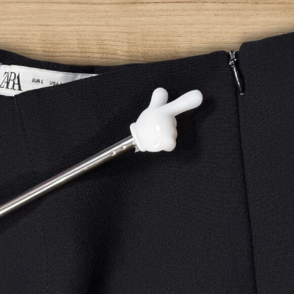 ZARA High Waist Wide Leg Cropped Trousers Black Culotte Dress Pants Large - Picture 6 of 11